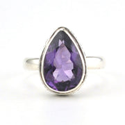 Alt View Sterling Silver Amethyst 9x14mm Tear Ring