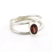 Side View Sterling Silver Garnet 5x7mm Oval Ring
