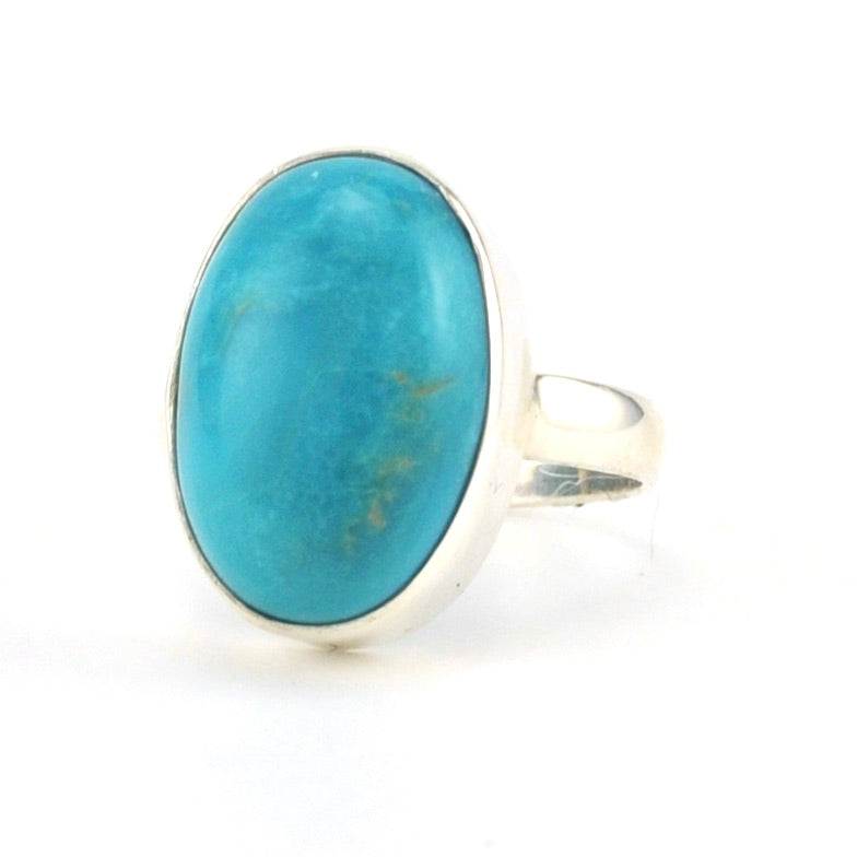 Sterling Silver Arizona Turquoise 11x17mm Oval Ring Size 7