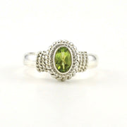 Sterling Silver Peridot 4x6mm Oval Rope Ring