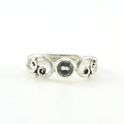 Sterling Silver Blue Topaz Swirl Round Ring