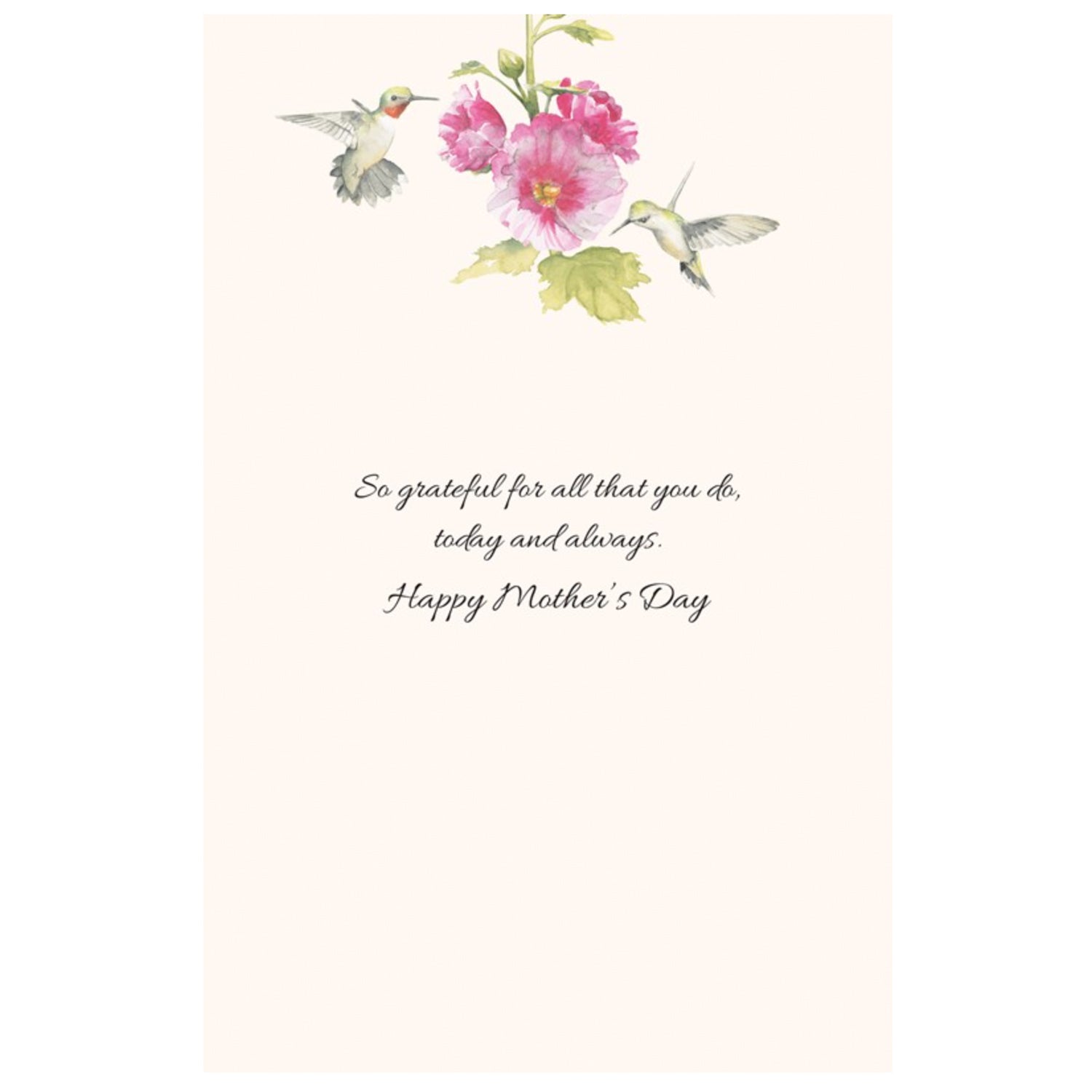 Card Inside Hollyhocks Oasis Mother's Day Card