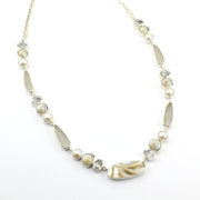 Close Up Silver Nautilus Shell White Topaz Pearl Malabar Shell Necklace