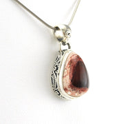 Side View Sterling Silver Mexican Fire Opal 12x16mm Tear Bali Pendant