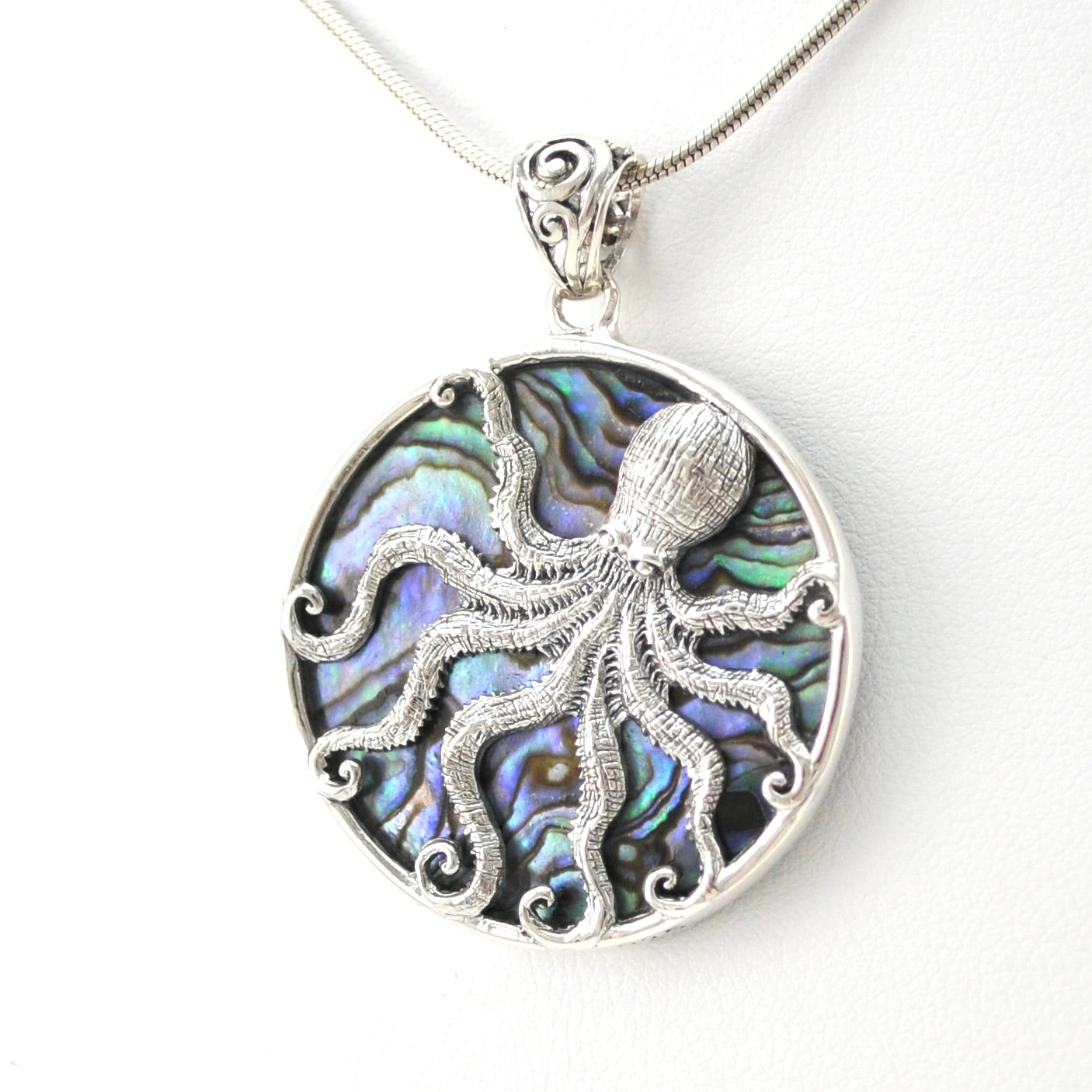 Filigree Abalone Octopus; Sterling Octopus Necklace; 925 Silver & Abalone Octopus; 925 fashion Abalone Octopus; Octopus Necklace, Infinity Close