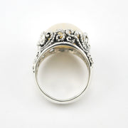 Side View Silver White Mabé Pearl Octopus Ring