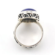 Alternate View Sterling Silver Lapis 12x16mm Oval Bali Ring