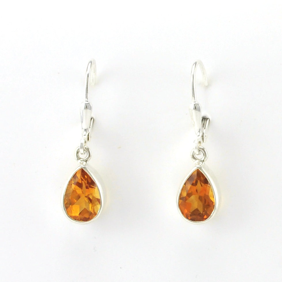 Alt View Sterling Silver Citrine 6x9mm Tear Dangle Earrings