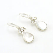 Sterling Silver Mother of Pearl Tear Double Swirl Earrings