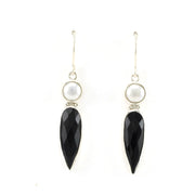 Alt View Sterling Silver Pearl Black Onyx Dangle Earrings