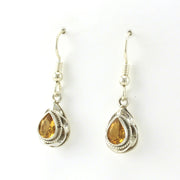 Side View Sterling Silver Citrine 5x7mm Twist Teardrop Earrings