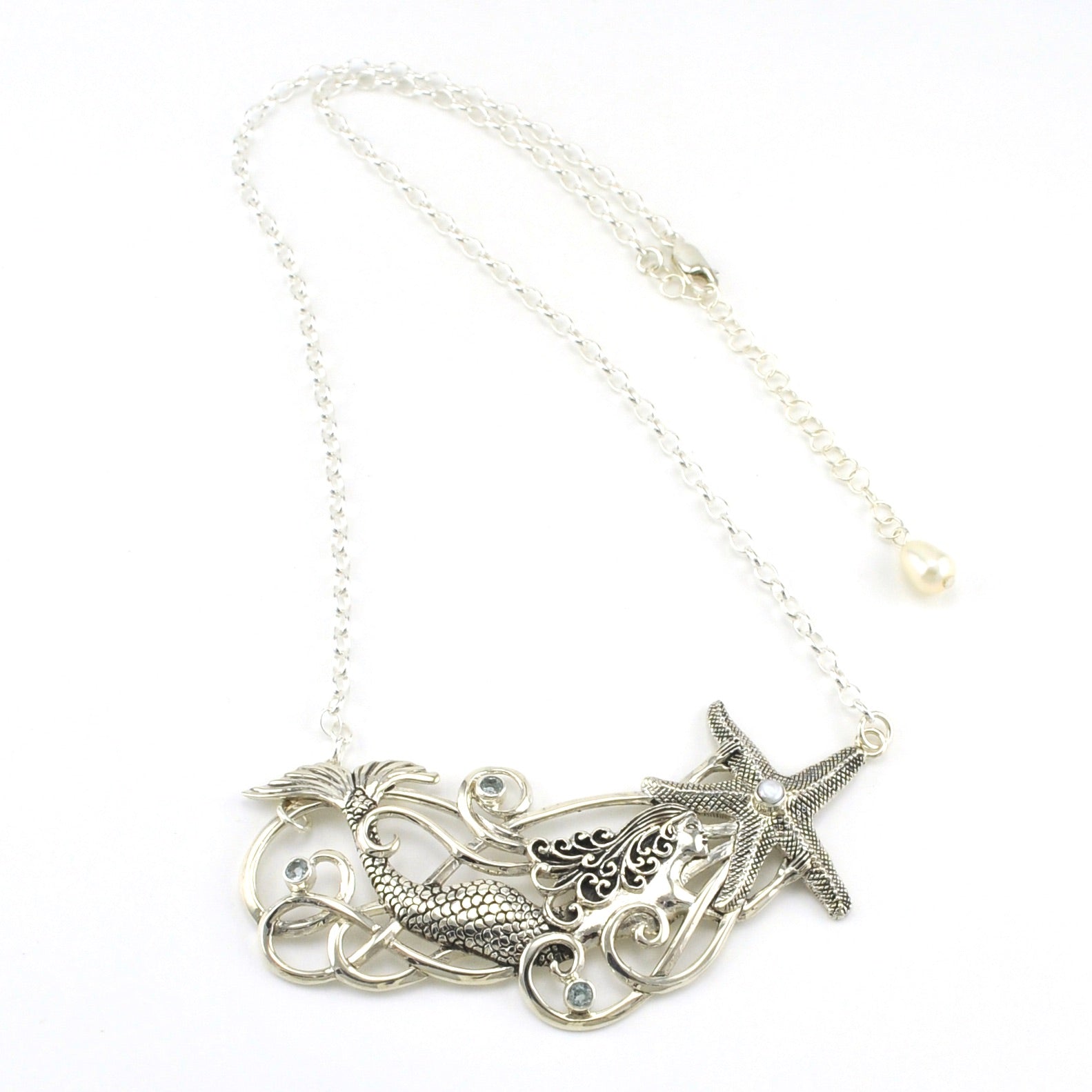 Mermaid Starfish Sterling Silver Necklace