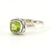 Sterling Silver Peridot 6mm Square Bali Ring