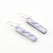 Dichroic Glass Pink Rectangular Earring