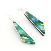 Pair of colorful pendant earrings on a white background