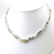 Displayed Silver Nautilus Shell White Topaz Pearl Malabar Shell Necklace