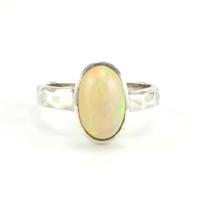 Sterling Silver Ethiopian Opal Long Oval Ring