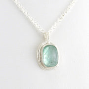 Alt View Sterling Silver Washed Roman Glass Rectangle Necklace