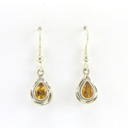 Alt View Sterling Silver Citrine 5x7mm Twist Teardrop Earrings