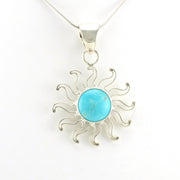 Alt View Sterling Silver Turquoise Sun Pendant
