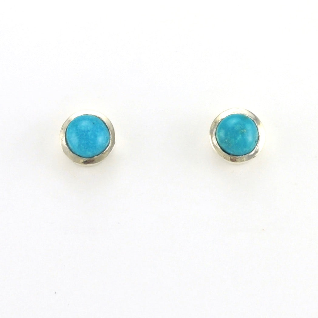 Alt View Sterling Silver Turquoise 6mm Round Post Earrings