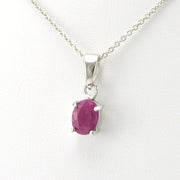 Side View Sterling Silver Ruby 6x8mm Oval Necklace