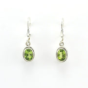 Alt View Sterling Silver Peridot 5x7mm Oval Bali Dangle Earrings