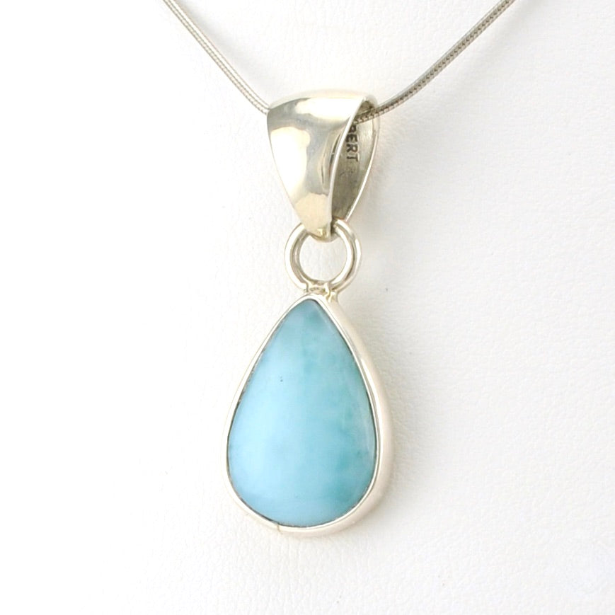 Handmade 925 Sterling shops Silver Teardrop Pendant with Blue Larimar Gem Stone