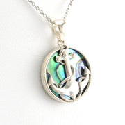 Side View Sterling Silver Abalone Anchor Necklace