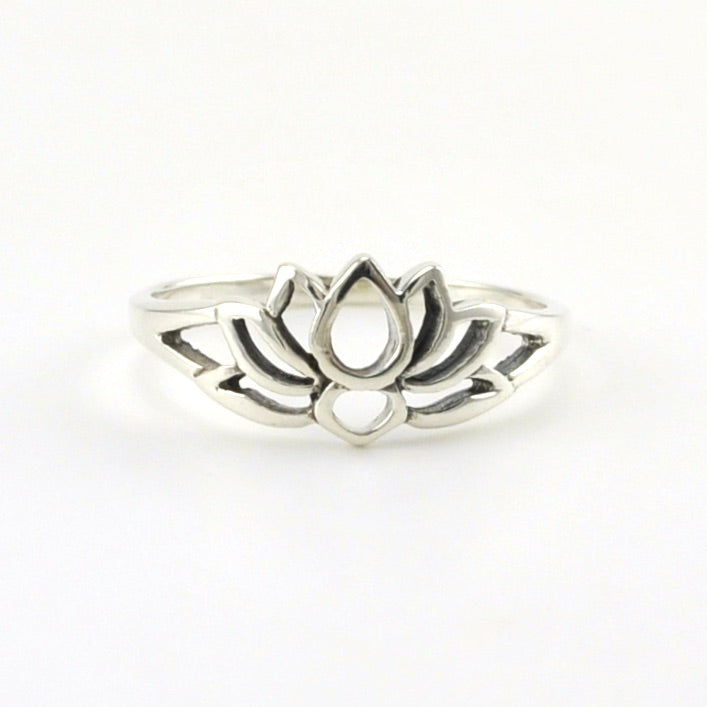 Sterling Silver Open Lotus Flower Ring