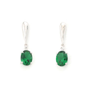 Emerald 2.6ct Oval CZ Dangle Earrings
