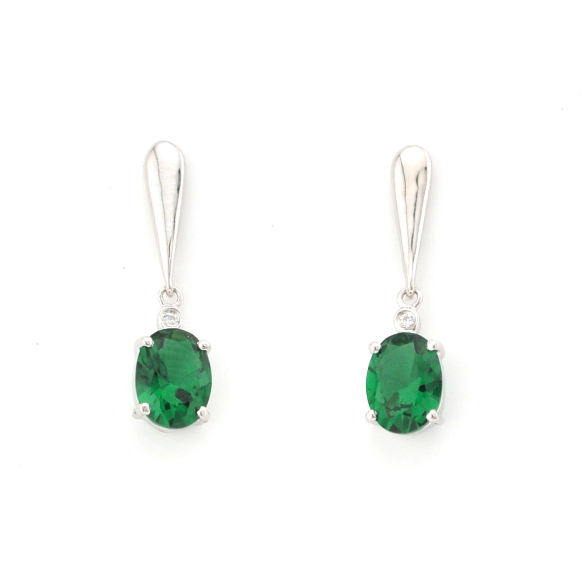Emerald 2.6ct Oval CZ Dangle Earrings