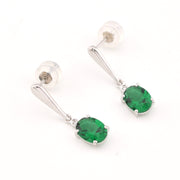 Emerald 2.6ct Oval CZ Dangle Earrings with Backs