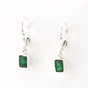 Emerald 4x6mm Rectangle Dangle Earrings
