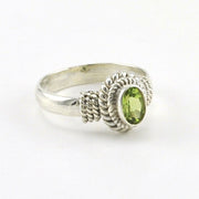 Alt View Sterling Silver Peridot 4x6mm Oval Rope Ring