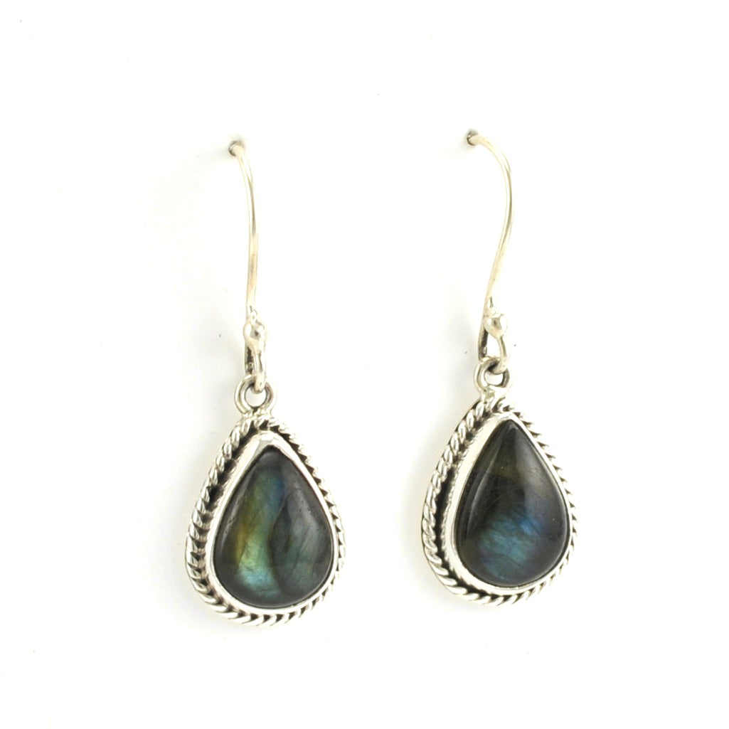 Alt View Sterling Silver Labradorite Tear Dangle Earrings