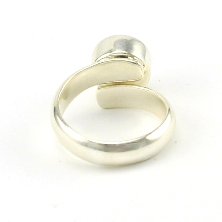 Back Side Sterling Silver Pearl Adjustable Ring