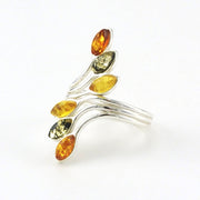 Sterling Silver Multi Amber Marquise Ring