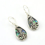 Sterling Silver Abalone Tear Seahorse Earrings