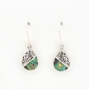 Front View Abalone Tear Bali Earrings