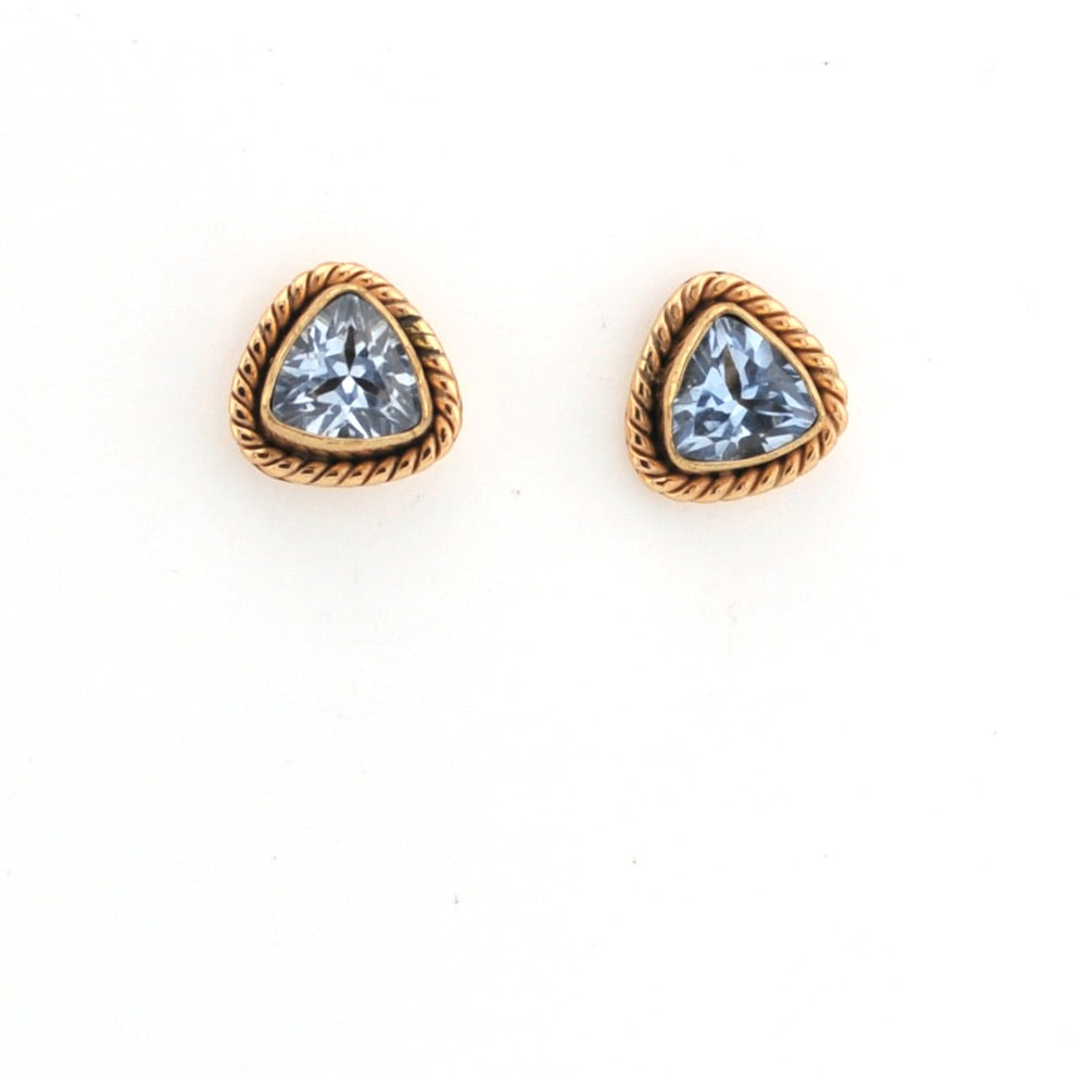 Front View Alchemía Blue Topaz Trillion Post Earrings