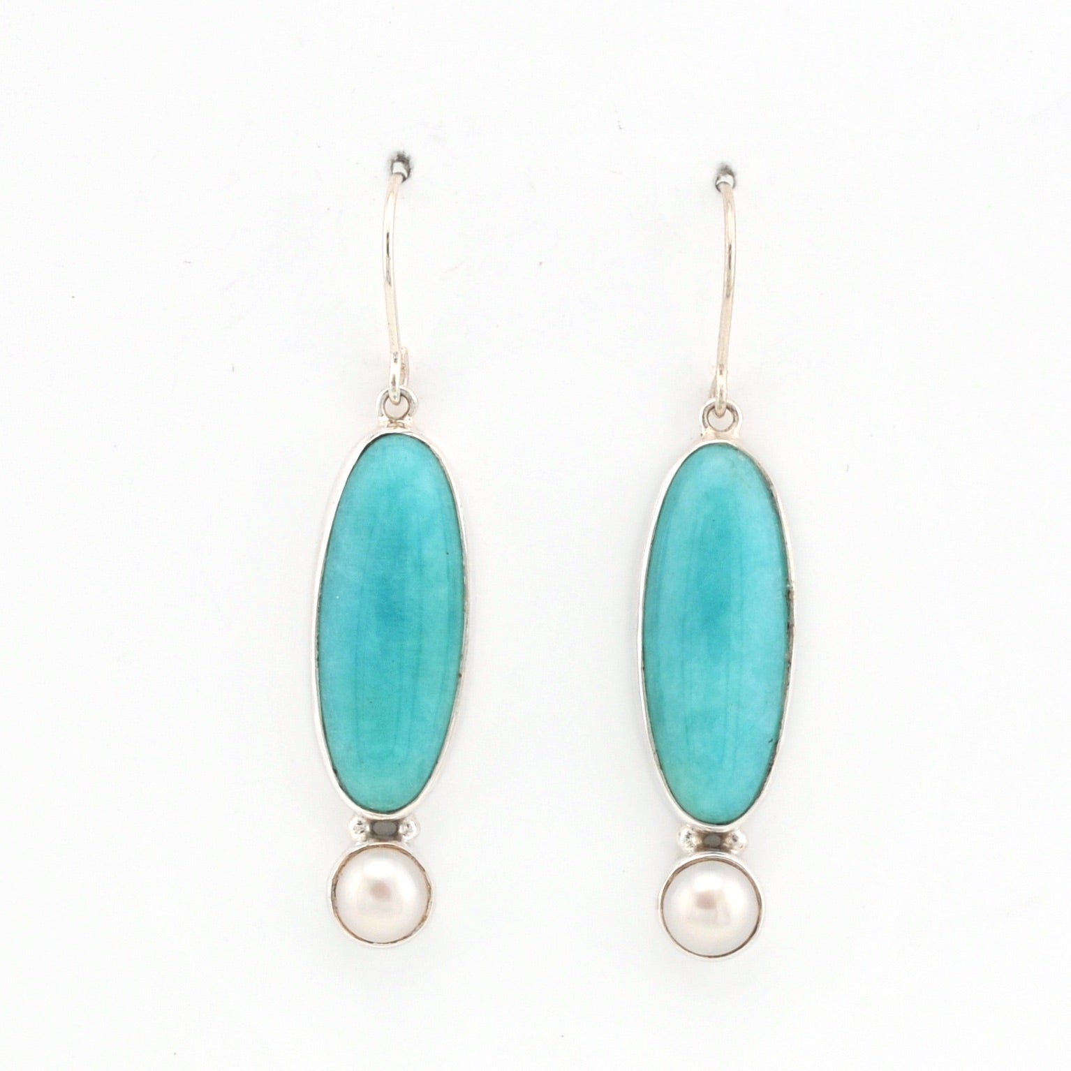 Front View Amazonite with Pearl Earrings