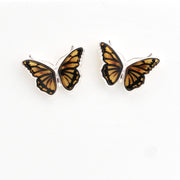 Amber butterfly post earring on white background