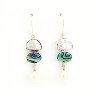 Front View Keshi Pearl Abalone Drop Earrings