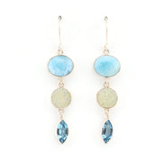 Front View Larimar Druzy Topaz Earrings