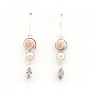 Front View Malabar Shell Pearl CZ Earrings