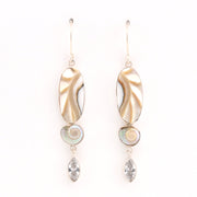 Front View Nautilus Shell White Topaz Earrings