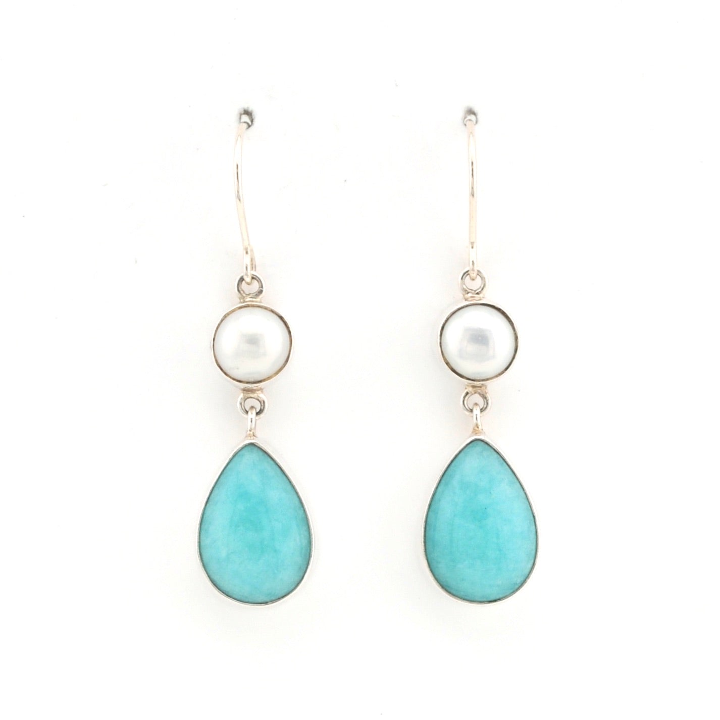 Front View Pearl Amazonite Earrings