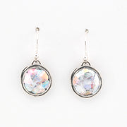 Front View Roman Glass Circle Dangle Earrings 1785