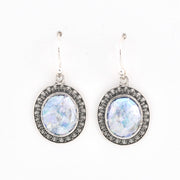 Front View Roman Glass Oval Dangle Earrings 15394